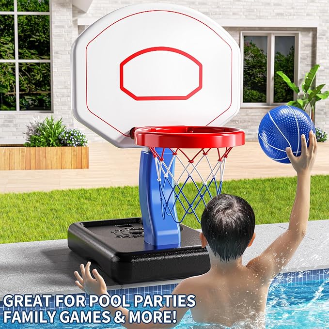 Kids Basketball Hoop for Boys Age 3 4 5 6, Adjustable Toddler Basketball Goal with 4 Balls for Indoor Outdoor Play,Poolside Basketball Hoop for Pool Basketball Toy for Boys Girls Kids Age 3-8