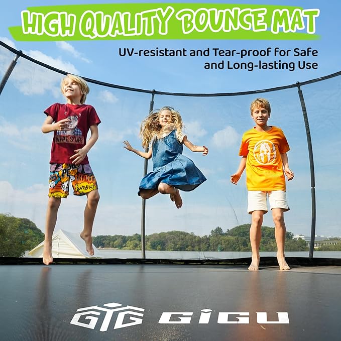 Gigu 10FT 12FT 14FT 15FT 16FT Recreational Trampolines with Enclosure Net and Ladder and Anti-Rust Coating, ASTM Approved Trampoline Outdoor for Kids and Adults Outdoor Yard Trampolines