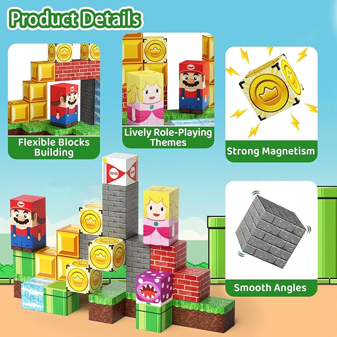 Magnetic Building Toys for Kids Ages 4-8, STEM Magnet Travel Cubes Construction Set with Storage Box, Educational Birthday Gifts Magnet Blocks for Toddlers 3 4 5 6 7 8+ Year Old Boys & Girls