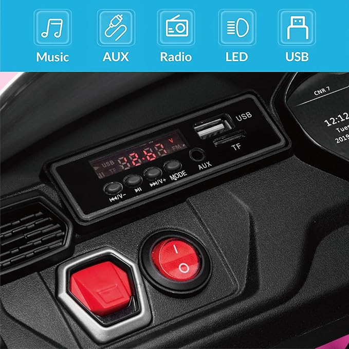 Kidzone Ride On Car 12V Lamborghini Urus Kids Electric Vehicle Toy w/Parent Remote Control, Horn, Radio, Port, AUX, Spring Suspension, Opening Door, LED Light - Pink