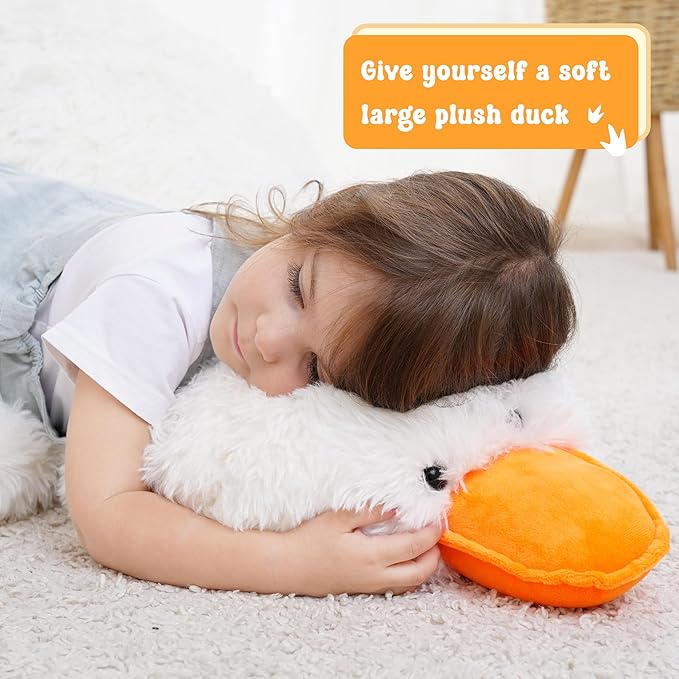 43" Giant White Duck Stuffed Animals, Large Stuffed Duck Plush Toys, Big Plush Stuffed Animal, Soft Jumbo Stuffed Animals Gifts for Kids Adults on Birthday Children's Day Christmas