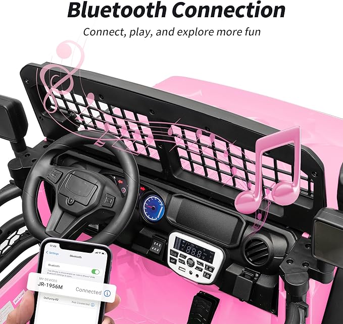 2 Seater Ride on Car Toy, 24V 4WD Electric Car for Kids 4-8 with Remote Control, 4x200W Motors, Capacity 110 lb - Light Pink