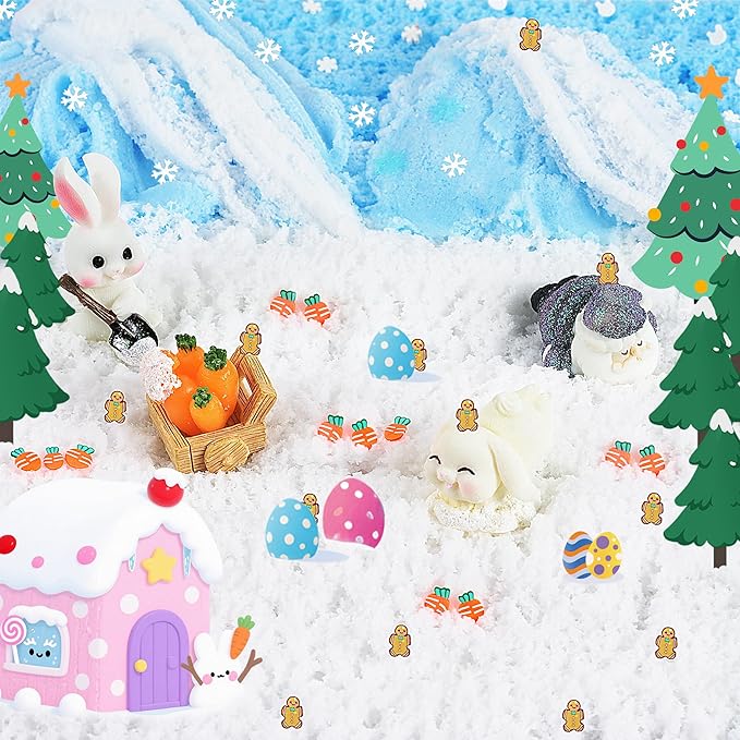 Bunny Cloud Slime Kit 2 Pack - 14oz Non Residue Christmas Slime Kit for Kids, Includes Winter Bunny & Santa Claus Charms, Slime Add-ins, Glitter, ASMR Sensory Toys Gifts for Birthday Holiday