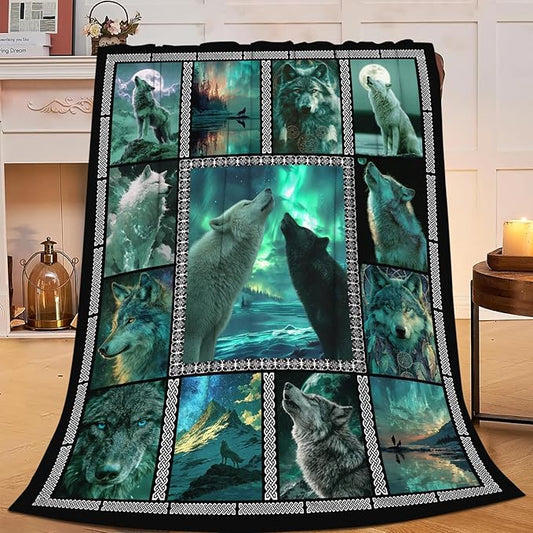 Wolf Throw Blanket Wolf Stuff Gifts for Kids Girls Boys Adults Women Men Soft Cozy Warm Plush Fluffy Fuzzy Fleece Blanket Decor 40''X50''