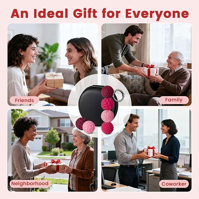 LovesTown 6PCS Silicone Magnetic Fidget Balls, Stress Relief Toys with Texture Quiet Fidget Toys for Adults Teens Office School Birthday Gift (Red)