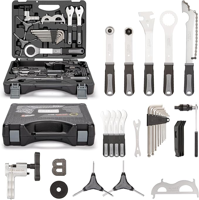 Bicycle Tool Set - Bike Repair Kit with Carry Case - Bike Maintenance Tools for Road Bikes and Mountain Bikes, Repairing Tyres, Brakes, Chains, Pedal, Crank Puller