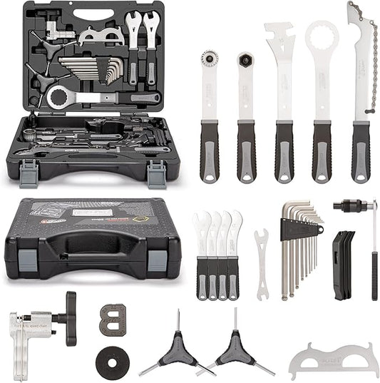 Bicycle Tool Set - Bike Repair Kit with Carry Case - Bike Maintenance Tools for Road Bikes and Mountain Bikes, Repairing Tyres, Brakes, Chains, Pedal, Crank Puller