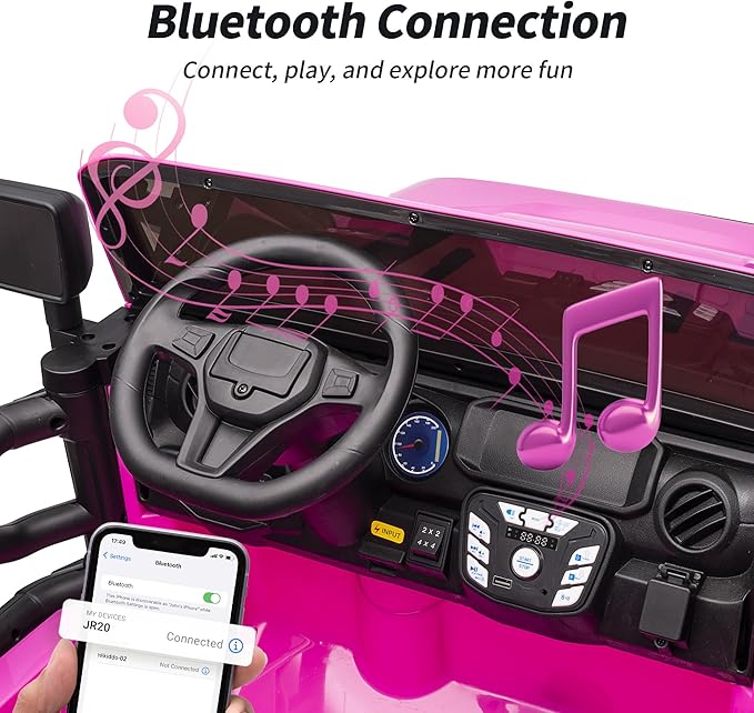 2 Seater Ride on Toy Car for Kids, 24V 4WD Ride-on Truck Kids Electric Car with Remote Control, 4x200W Motors - Pink