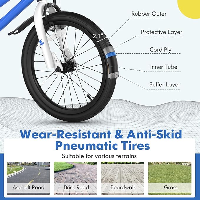 COSTWAY Kids Bike, 12 14 16 18 Inch Toddler Bike for Boys & Girls Aged 3-8 Years Old, Kids Bicycle w/Removable Training Wheels, Handbrake & Coaster Brake, Basket, Bell