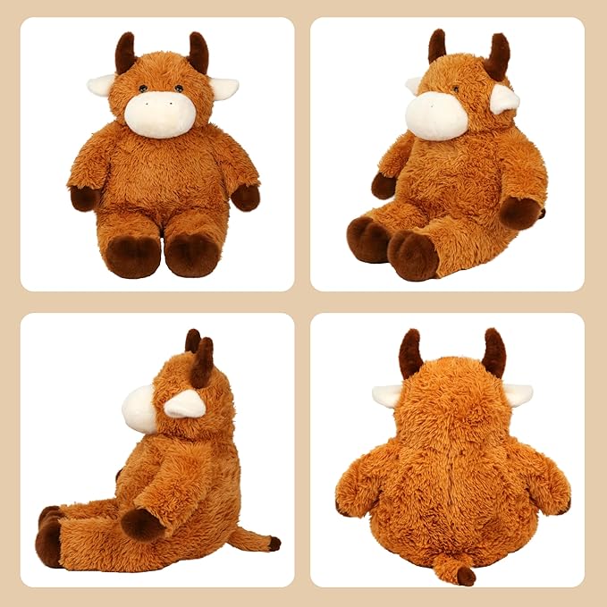 32" Big Highland Cow Stuffed Animal, Giant Highland Cow Plush Toy Huge Size Fluffy Plushy Fat Plushie Gift for Kids