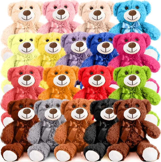 Liliful 18 Pcs 14 Inch Bear Stuffed Animals Bulk Baby Shower Soft Plush Bear Gifts for Birthday Christmas Party Favor Wedding Multicolor Unisex Multi-Purpose Plush Gifts