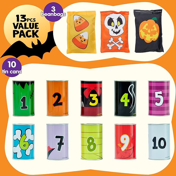 JOYIN 13 Pcs Halloween Carnival Can Bean Bag Toss Games for Kids & Adults Trick or Treat Decoration, Home Decor Party Favors Supplies, Homeschooling Backyard Game