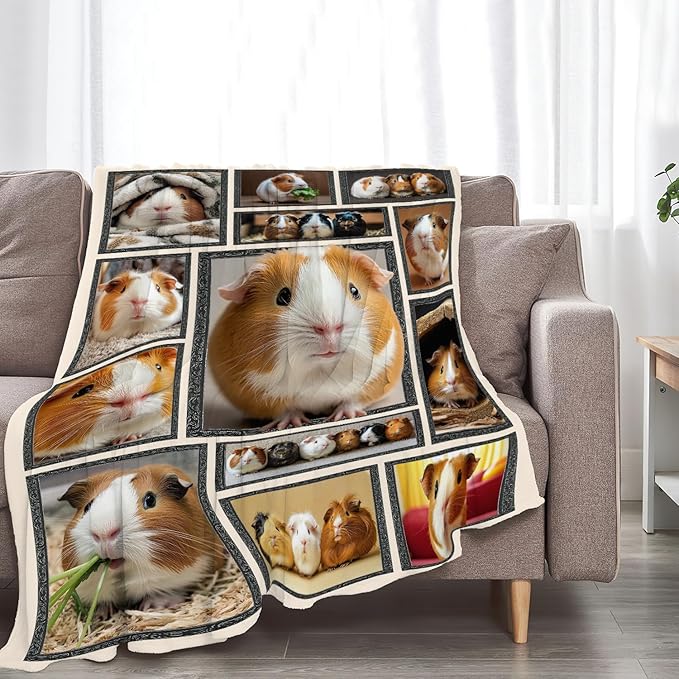 Guinea Pig Blanket Cute Animal Throw Blankets Gifts for Girls Boys Kids Guinea Pig Lover Soft Cozy Fleece Plush for Couch Sofa Bed 60"x50"