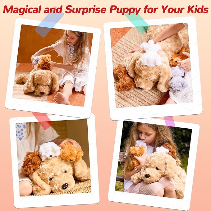 5 Pieces Dog Stuffed Animals for Girls,1 Mommy Dog with 4 Babies,Puppy Stuffed Animals Gifts for Girls 3 4 5 6 7 8 9 Years,Soft Plush Toys for Kids Christmas,Valentine's,Birthday,Children's Day