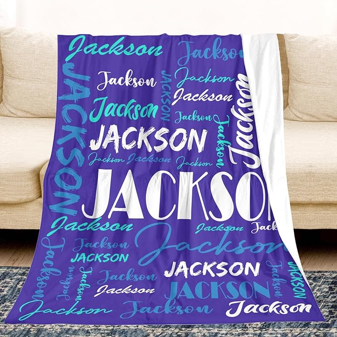 Dr.TOUGH Personalized Name Blanket Personalized Blanket for Adult Kids Flannel Customized Personalized Blankets and Throws