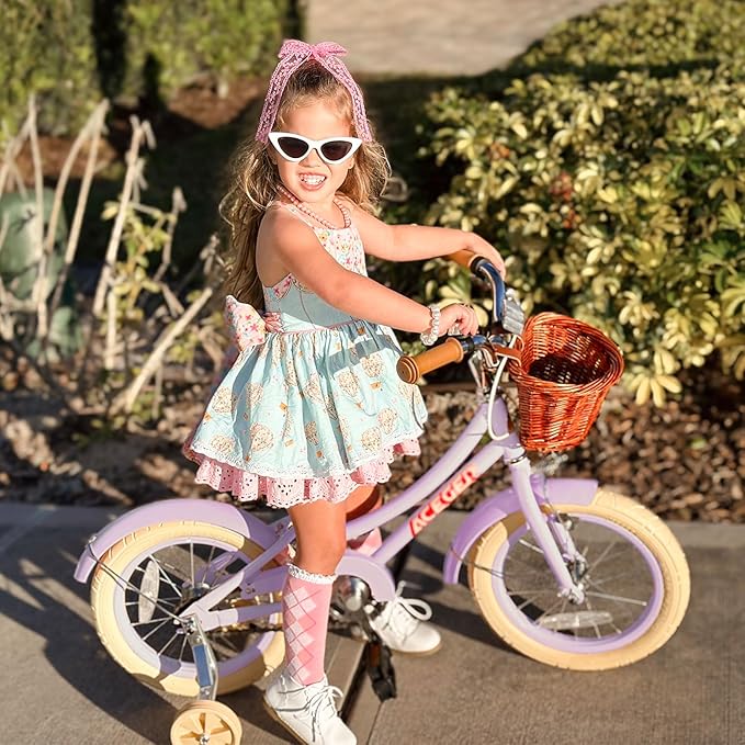 ACEGER Girls Bike with Basket, Kids Bicycle for 3-13 Years, Included Coaster Brake & Caliper Brake, 14 16 18 Inch with Training Wheels, 20 24 26 Inch with Kickstand but no Training Wheels