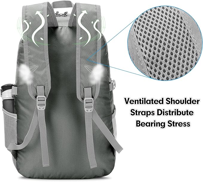 ZOMAKE Lightweight Packable Backpack - 35L Light Foldable Hiking Backpacks Water Resistant Collapsible Daypack for Travel(Dimgray)