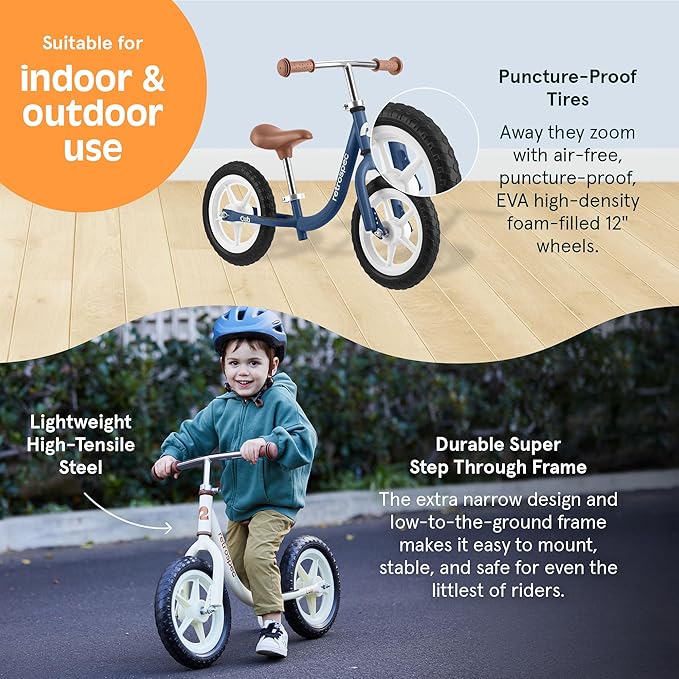 Retrospec Cub Toddler Balance Bike for Ages 18 Months - 3 Years - 12in No-Pedal Beginner Bicycle with Adjustable Seat, Puncture-Proof Tires & Safe Low Frame Design