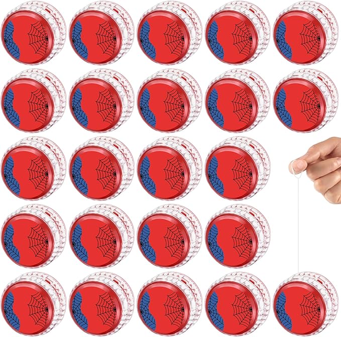 24 Pack Spider-Themed LED Light Up Yo Yo Balls Party Favors for Kids, Back to School Classroom Prizes, Superhero Yo Yo Bulk Toys for Boys Girls