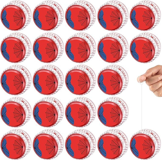 24 Pack Spider-Themed LED Light Up Yo Yo Balls Party Favors for Kids, Back to School Classroom Prizes, Superhero Yo Yo Bulk Toys for Boys Girls