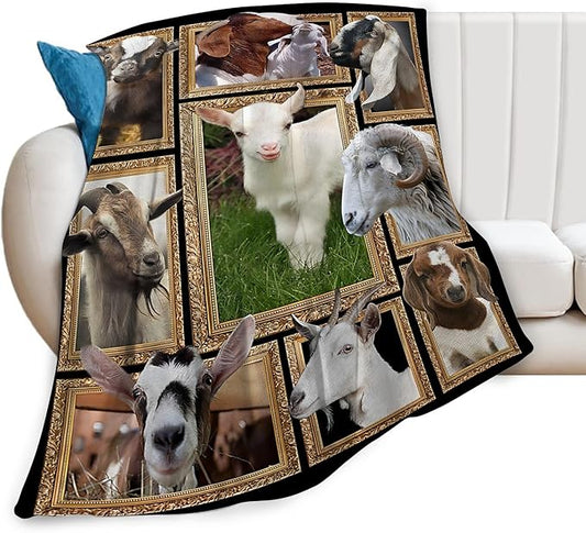 Goat Blanket Ultra Soft Cozy Sheep Throw Blanket Fleece Fuzzy Plush Bedding Goat Sheep Lovers Gifts for Women Girls Kids Adults 50"x40"