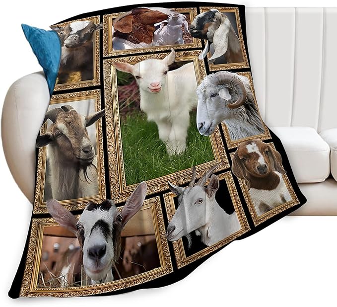 Goat Blanket Ultra Soft Cozy Sheep Throw Blanket Fleece Fuzzy Plush Bedding Goat Sheep Lovers Gifts for Women Girls Kids Adults 60"x50"