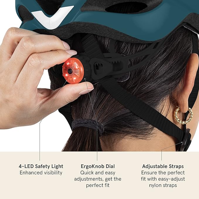 Retrospec Silas Adult Bike Helmet with Light for Men & Women - Lightweight, Comfortable