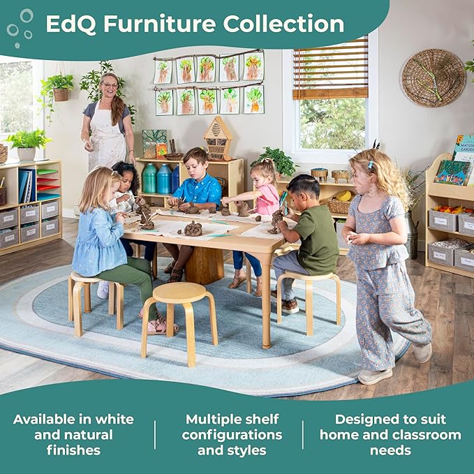 Guidecraft EdQ Kids Rotating Bookshelf: Natural Wood Revolving Bookcase - 360 Degree Spinning Book Shelf Tower with Acrylic Montessori Storage for Classroom, Bedroom and Playroom | Toy Organizer