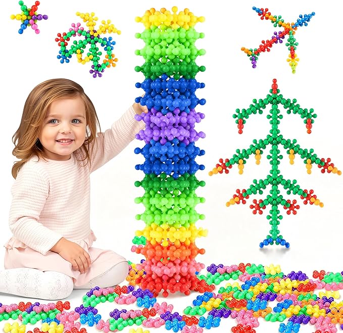 400 Pieces Building Blocks Kids STEM Toys Educational Discs Sets Interlocking Solid Plastic for Preschool Boys and Girls Aged 3+, Birthday for Boys Girls 3-5