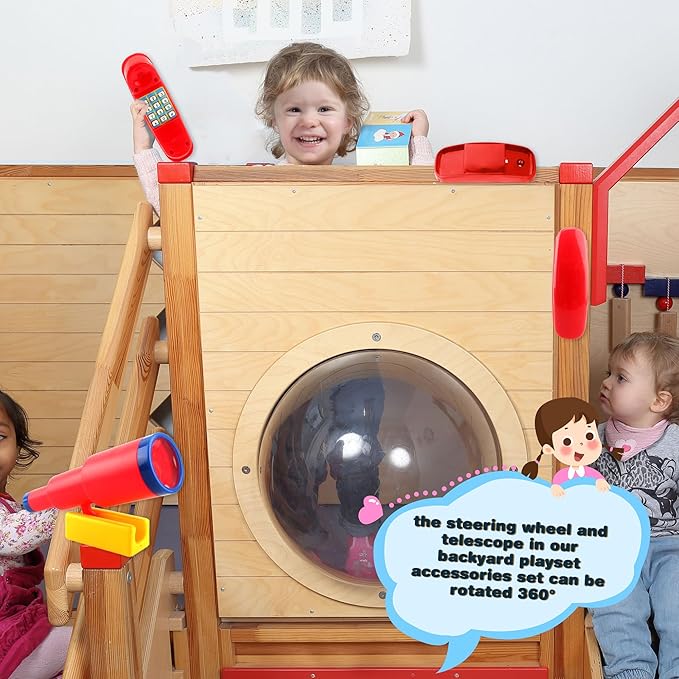 Playground Accessories Swingset Steering Wheel Plastic Telescope Telephone Swingset Phone Toy for Kids Outdoor Playground Backyard Treehouse