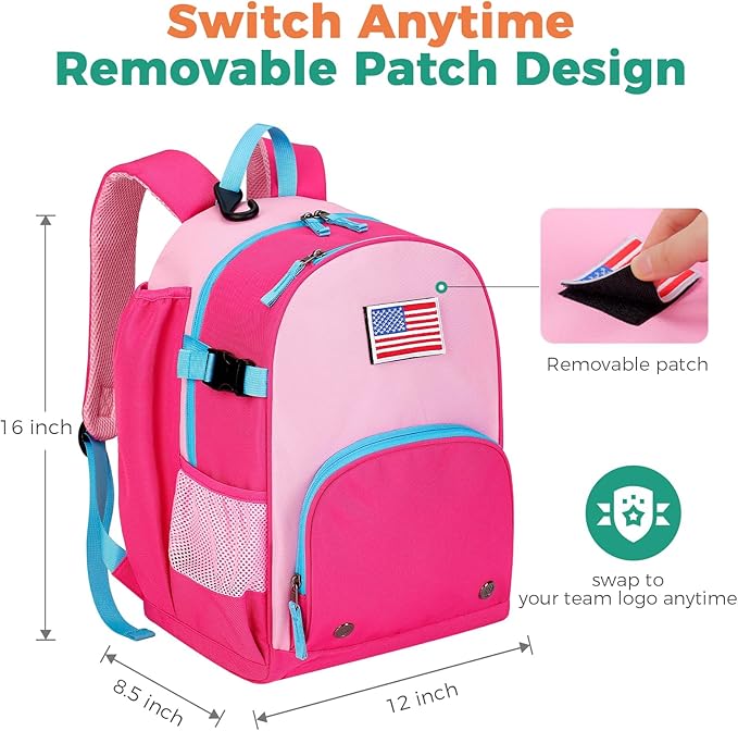 Choco Mocha Kids Baseball Bag, Large Youth Baseball Backpack Softball Bag for Girls T-Ball with Bat Holder