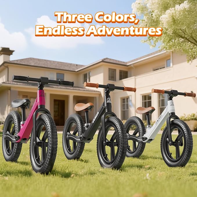 Ridego 14 Inch Balance Bike for Kids 3-6 Year Old,Lightweight Kids Bike with Adjustable Seat, Push Bicycle with Air Rubber Tires，Ride-on Toys Birthday Gift
