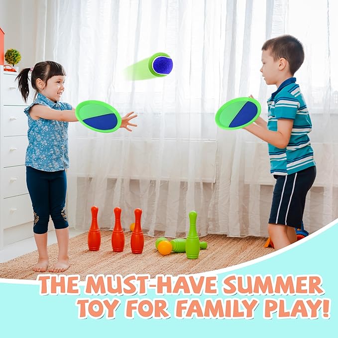 Toss and Catch Ball Set Beach Toys for Kids Outdoor Toys and Yard Games for Boys and Girls Improves Focus Great for Exercise Fun Easter Christmas Birthday Gift Idea - 8 inch