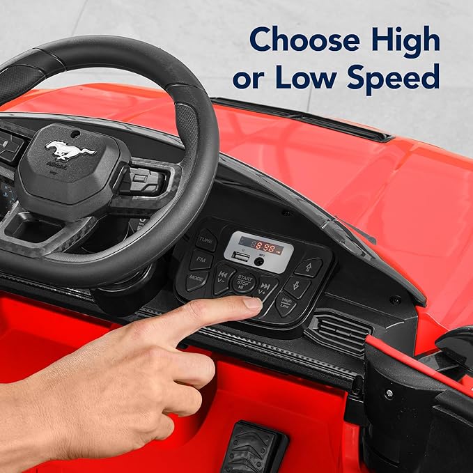Best Choice Products Kids 12V Electric Ride On Car Officially Licensed Ford Mustang w/Parent Control, LED Lights, 2 Speeds, Bluetooth - Red