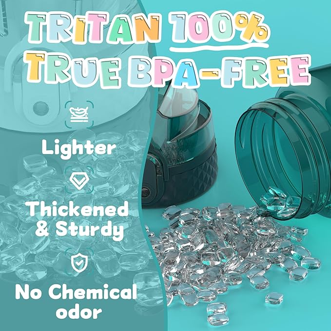 OLDLEY 17oz Kids Water Bottle for school Girls Boys, Motivational Water Bottles With Silicone Straw, Leak-Proof Tritan BPA-Free, Reusable water bottles for kids, Trout Green