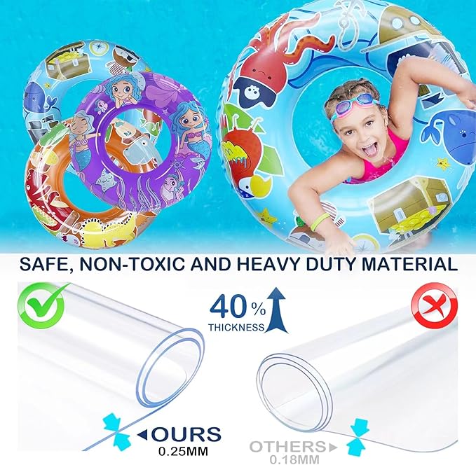 3-Pack Kids Pool Floats with Dinosaur/Pirate/Mermaid Design – Pool Toys for Toddler, 27.5“ Inflatable Swim Rings, Inner Tube for Floating Age 3-8，Premium Floaties & Water Toys for Summer Beach Party