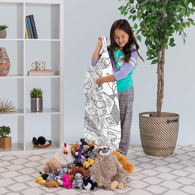 Posh Stuffable Kids Stuffed Animal Storage Bean Bag Chair Cover - Childrens Toy Organizer, Large-38 - Canvas Coloring Fabric - Fun World