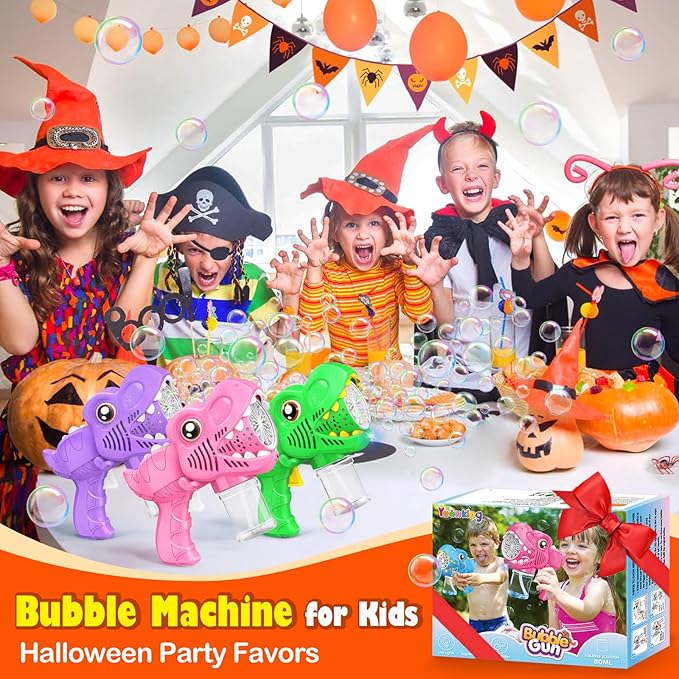 3-Pack Gifts for Girls Bubble Gun - Auto Light Up Bubble Machine with Refills for Kids Toys Girls Ages 6-8 Birthday Gift Party Favors Eassentials Easter Stocking Stuffers Valentine (Green+Pink+Purple)