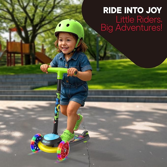 3 Wheel Scooter for Kids, Smooth Light Up LED Front Wheels, Wide Anti Slip Deck, Rear Foot Brake, Easy Lean to Steer Maneuvering, Indoor & Outdoor Ride On Toys for Ages 2 Up