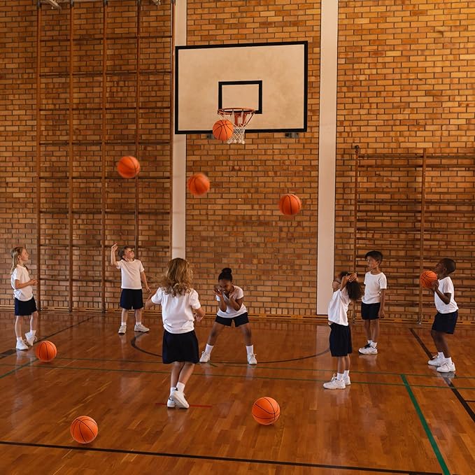 Vinsot 8 Pack Mini Rubber Basketballs Set 7 Inch Mini Hoop Basket Ball with Air Pump for Beginner Basketball Arcade Games Indoor Outdoor Pool Party Favors(Orange)