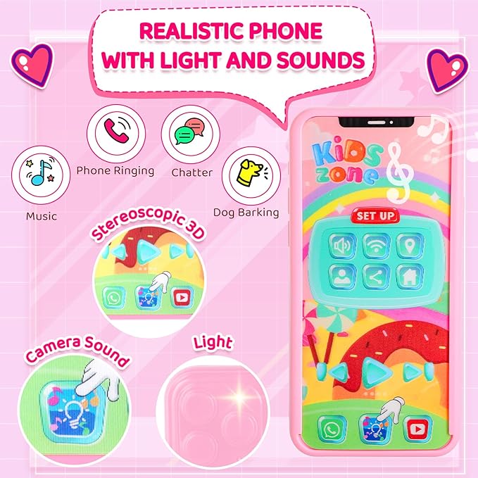 INNOCHEER Little Girls Purse, Kids Toy Purse with Pretend Makeup, 3 4 5 Year Old Girl Birthday Gifts, Pretend Play Toddler Purse, Birthday Christmas Princess Gifts Toys for Girls 3 4 5 6 7 8 Year Old