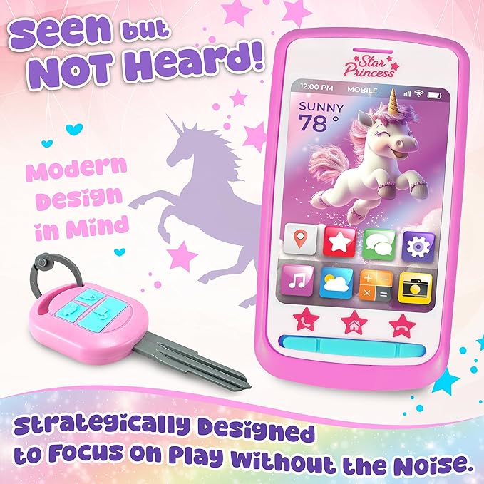 Play Purse for Little Girls and Toddlers - Unicorn Purse Toys for Kids Pretend Play Accessories: Phone, Wallet, Credit Cards, Keys, Pretend Makeup Unicorn Gift for Girl Age 3 4 5 6 7 8 Years and Up