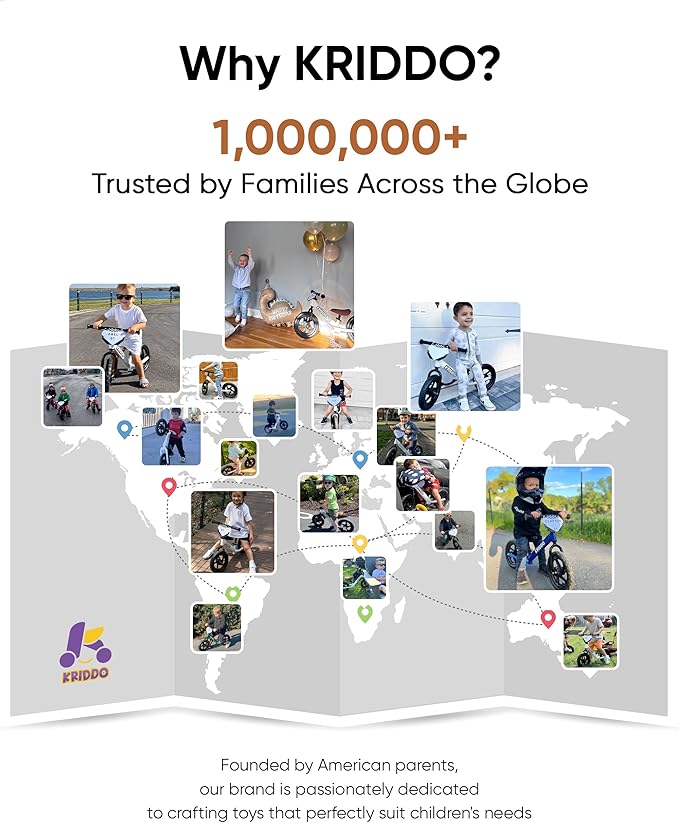 KRIDDO Toddler Balance Bike 2 Year Old, Age 24 Months to 5 Years Old, 12 Inch Push Bicycle with Customize Plate (3 Sets of Stickers Included), Steady Balancing, Gift Bike for 2-3 Boys Girls, Pink