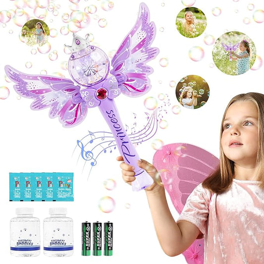 Princess Bubble Wands for Kids,Light Up & Musical Bubble Machine,Bubble Blower,Bubble Maker, for 3 4 5 6 7 8 Year Old Girls,Outdoor Birthday Party Bubble Toy for Toddlers.(Light Purple)