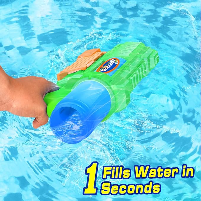 Super Water Gun for Kids Adults: 2 Pack Super Water Gun Soaker 1200cc Squirt Blasters with Impressive Range - Ideal Toys for Boys Girls Summer Outdoor Swimming Pool Water Toys Fun - Green Blue