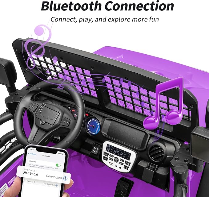 2 Seater Ride on Car Toy, 24V 4WD Electric Car for Kids 4-8 with Remote Control, 4x200W Motors, Capacity 110 lb - Purple