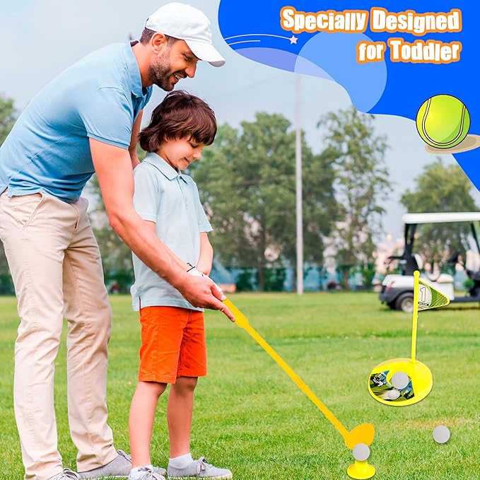 24 Pcs Kids Plastic Mini Golf Plastic Toddler Golf Clubs Golf Set for Outdoor Indoor Educational Golf Birthday Christmas Party Gifts, 3 Colors