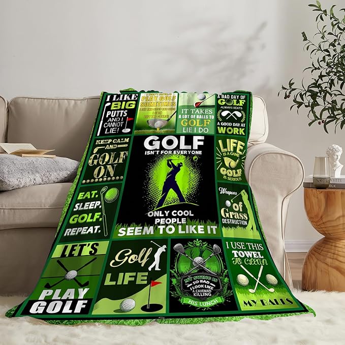 Golf Blanket Fleece Soft Warm Plush Golfing Throw Blankets Lightweight Plush Fuzzy Cozy Blanket Gifts for Lovers Men Women Suitable for Couch Sofa Bed 60"X50"