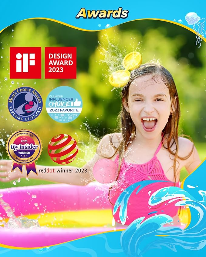 KOKODI Reusable Water Balloons Quick Fill Self Sealing, Refillable Water Bombs for Kids Adults, Latex-Free Silicone Splash Water Ball for Summer Fight ball Game Pool Party Beach Outside Toy activities