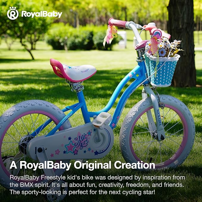 RoyalBaby Girls Bike Classic & EZ Kids Bike, Balance and Pedal Bicycle, 12 14 16 18 20 Inch Toddlers to Big Kids 3-10 Years